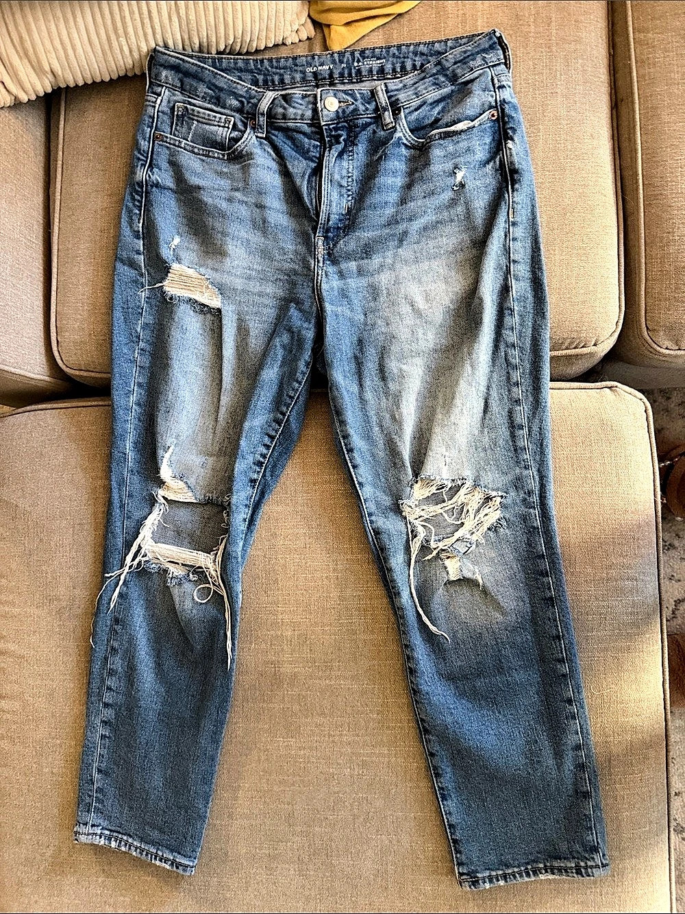 Old Navy High-Waisted O.G. Straight Secret-Slim Pockets Jeans Waist 12 Blue